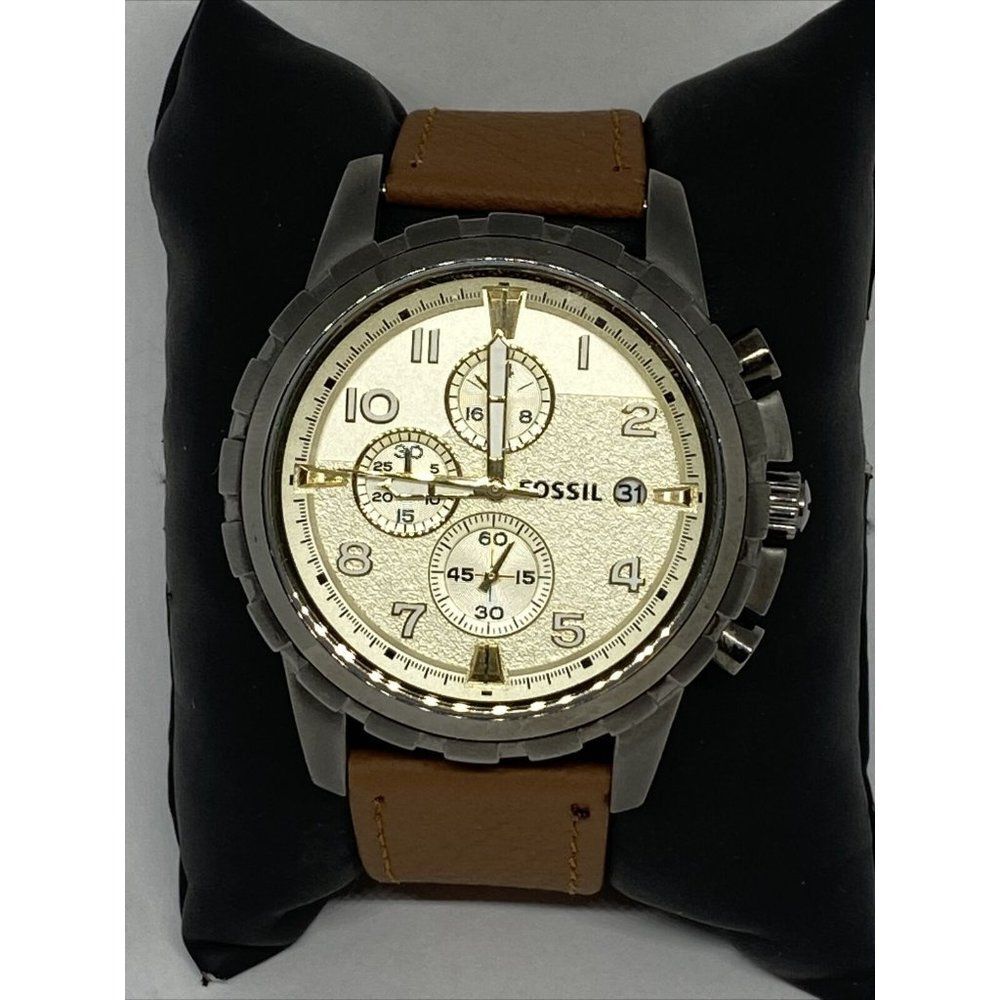 Fossil Dean FS4721 Men's Brown Leather Analog Gold